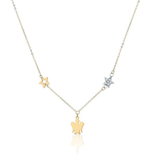 Collana Young con Pendente Angelo in Oro Giallo e Stella Roberto Giannotti
