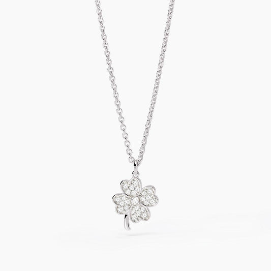 Buona Fortuna, Collana con Quadrifoglio in Zirconi Mabina