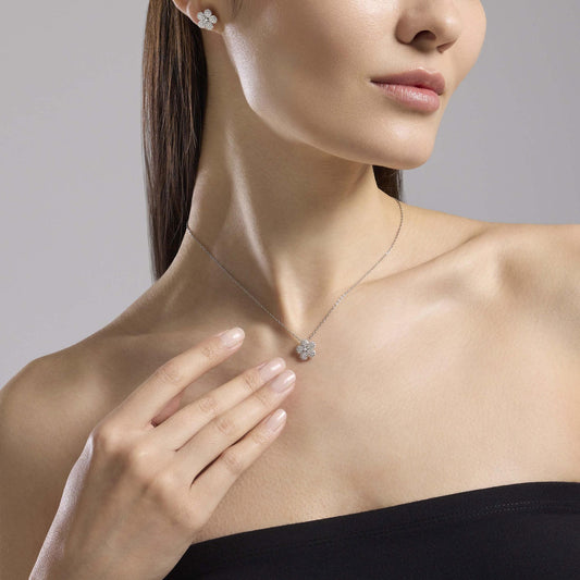 Maledetta Primavera, Collana in Argento con Fiore in Zirconi Mabina