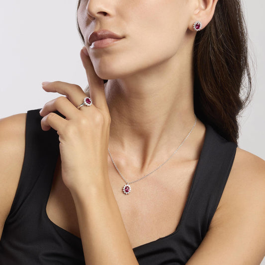 Cool or Retro, Collana in Argento con Rubino/Smeraldo/Zaffiro Sintetico Mabina