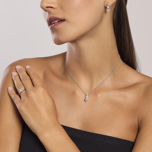 Lovely, Collana in Argento con Zirconi Cuore Mabina