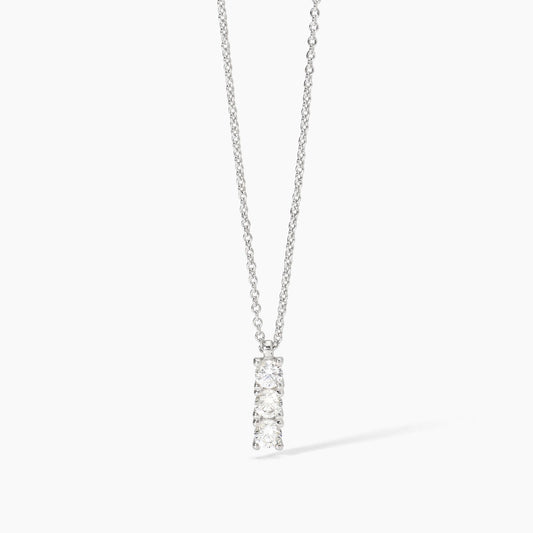 Trilogy, Collana in Argento Rodiato con Catena Forzatina e Zirconi Bianchi Mabina