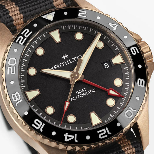 Orologio Khaki Navy Scuba GMT Automatic 43mm Bronzo Hamilton