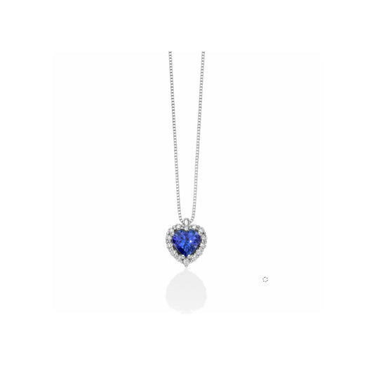 Collana in Oro bBianco 750 con Tanzanite Naturali a Cuore Miluna