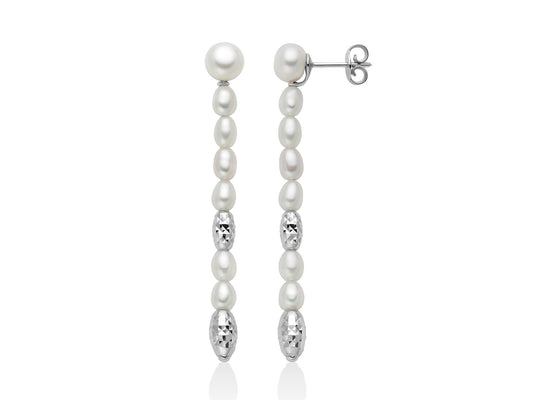 Orecchini Pendenti Pepite di Perle con Elementi in Argento Miluna