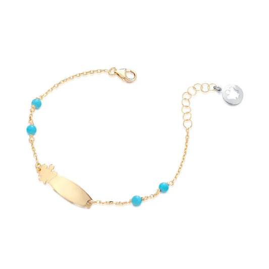 Bracciale Bimba o Bimbo in Oro con Piastrina Angelo e Turchese Roberto Giannotti