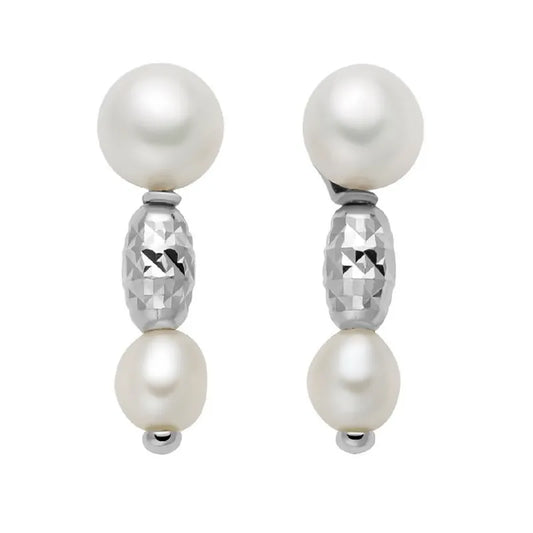 Orecchini a Lobo Pepite di Perle con Elementi in Argento Miluna