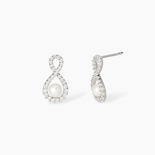 Endless, Orecchini con Infinito in Zirconi e Perle Coltivate Mabina
