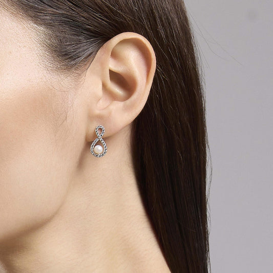 Endless, Orecchini con Infinito in Zirconi e Perle Coltivate Mabina