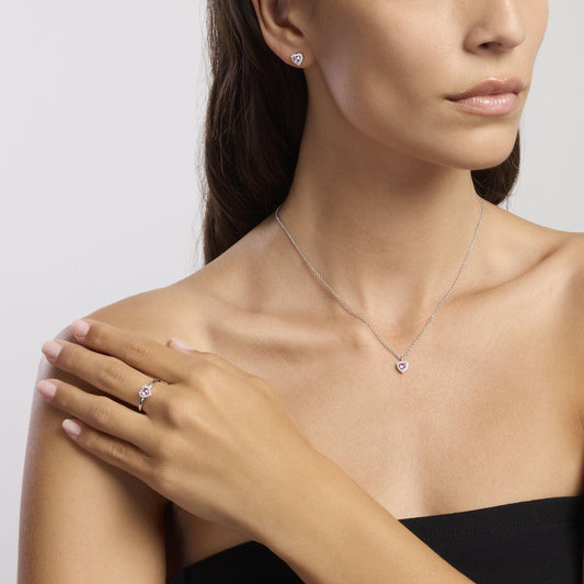 Love Affair, Orecchini in Argento con Tormaline Sintetiche Taglio Cuore Mabina