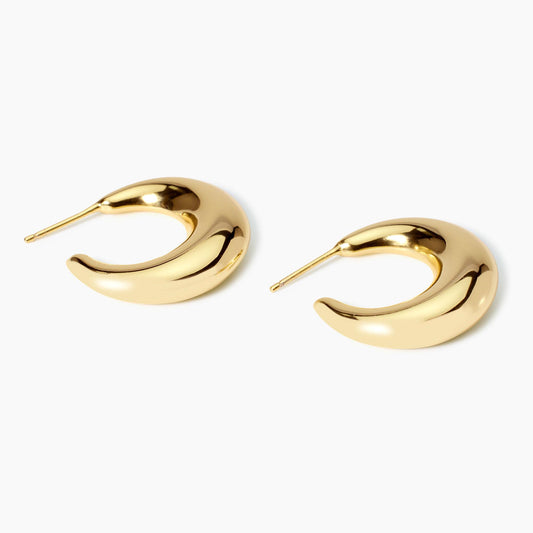 Luce, Orecchini Placcati Oro a Forma di Luna Crescente Mabina