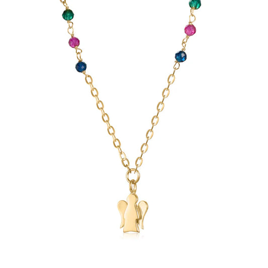 Collana con Pendente Angelo in Oro e Pietre Colorate Roberto Giannotti