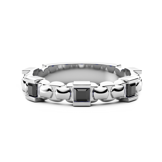 Anello in Argento e Spinelli Neri Zancan