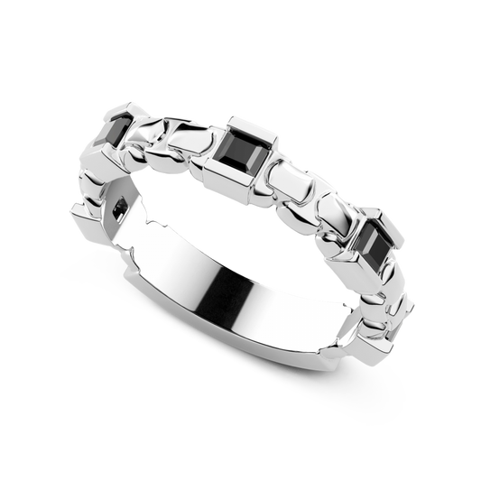 Anello in Argento e Spinelli Neri Zancan