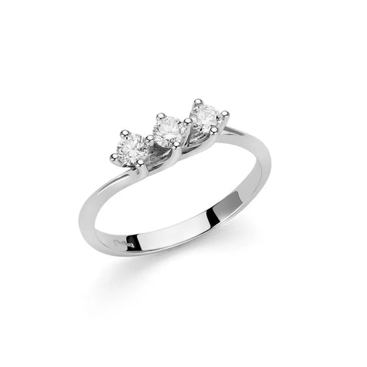 Anello Trilogy in Oro Bianco con Diamanti a Valentino Miluna