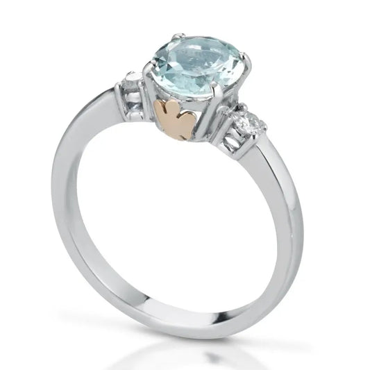 Anello con Angeli in Oro Diamanti e Acquamarina Roberto Giannotti