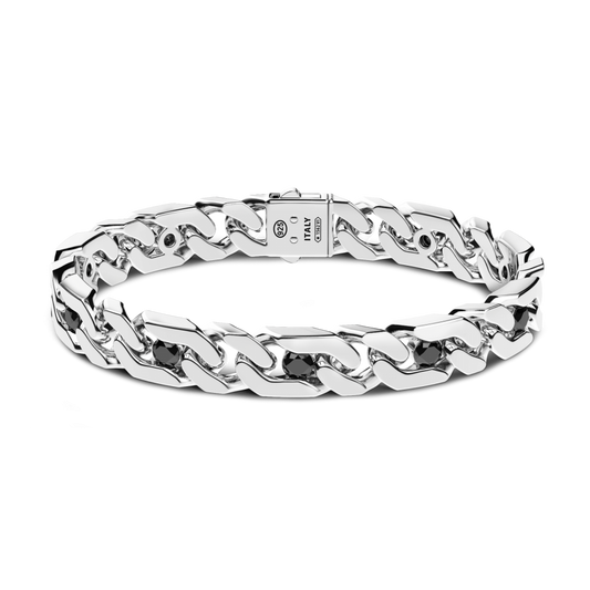 Bracciale Groumette in Argento e Pietre Nere Zancan