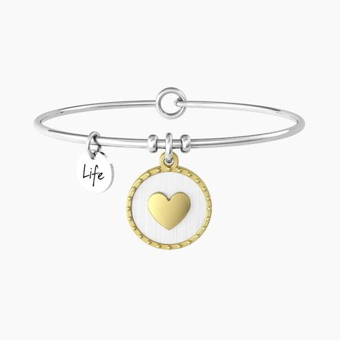 Bracciale Rigido Donna con Ciondolo Tondo e Cuore Kidult