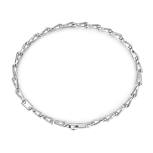 Bracciale a Maglie Geometriche in Argento e Pietre Nere Zancan