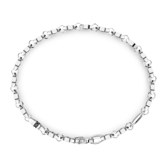 Bracciale a Maglie Ovali in Argento e Pietre Nere Zancan