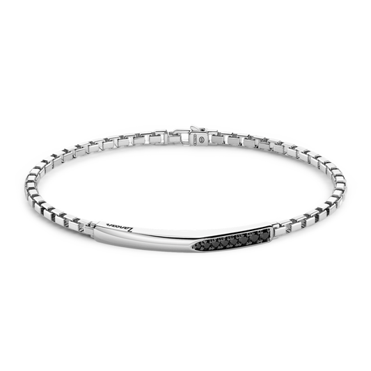 Bracciale in Argento con Targa e Pietre Nere Zancan