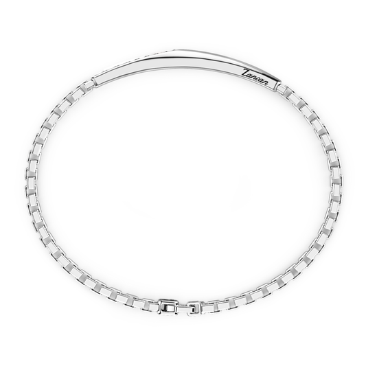 Bracciale in Argento con Targa e Pietre Nere Zancan