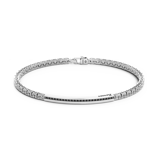 Bracciale Zancan in Argento con Targa e Pietre Nere Zancan