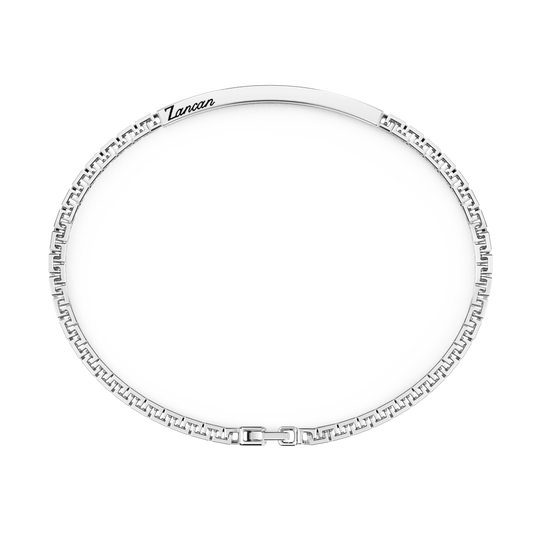 Bracciale Zancan in Argento con Targa e Pietre Nere Zancan