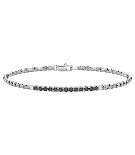 Bracciale Mezzo Tennis in Argento e Spinelli Neri Zancan