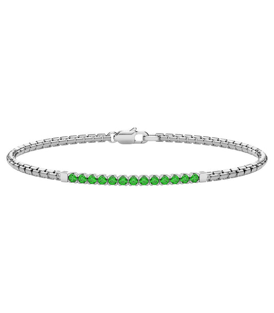 Bracciale Mezzo Tennis in Argento e Spinelli Verdi Zancan