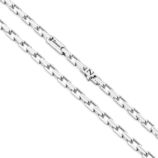 Collana a Catena Rettangolare in Argento Zancan