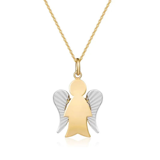Collana con Angelo in Oro Giallo e Ali Diamantate Roberto Giannotti