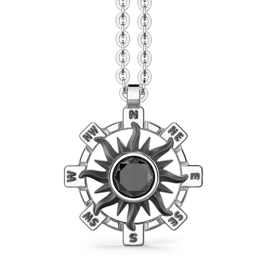 Collana in Argento con Ciondolo a Sole e Pietra Nera Zancan