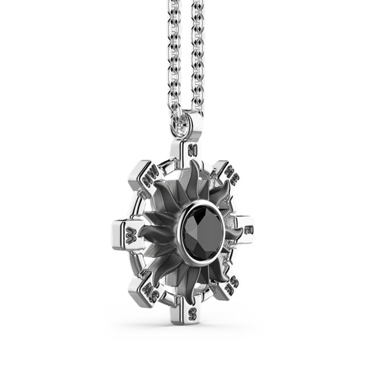 Collana in Argento con Ciondolo a Sole e Pietra Nera Zancan