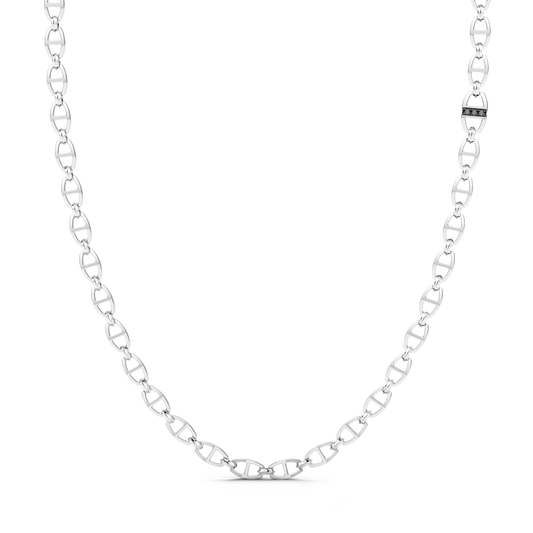Collana a Catena Marinara in Argento e Pietre Nere Zancan