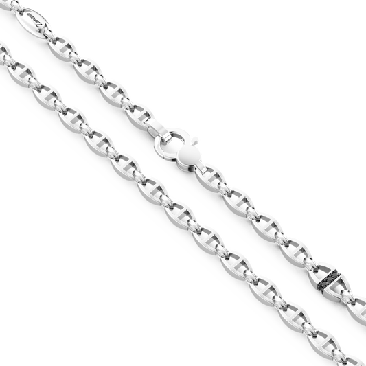 Collana a Catena Marinara in Argento e Pietre Nere Zancan
