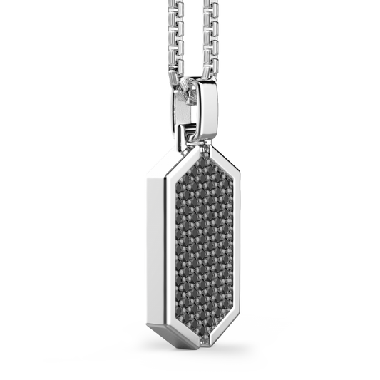 Collana in Argento con Ciondolo a Targa Tempestato di Pietre Nere Zancan