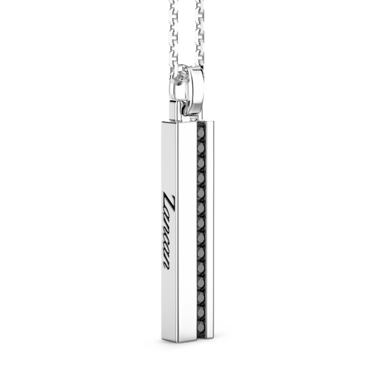 Collana con Ciondolo a Fiammifero in Argento e Pietre Nere Zancan