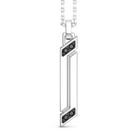 Collana con Ciondolo a Fiammifero in Argento e Pietre Nere Zancan