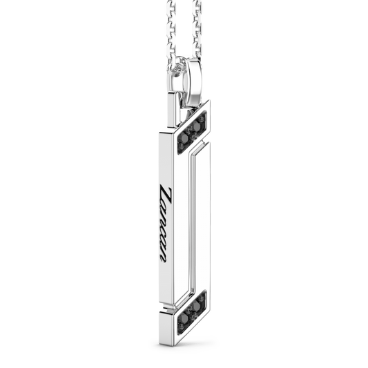 Collana con Ciondolo a Fiammifero in Argento e Pietre Nere Zancan