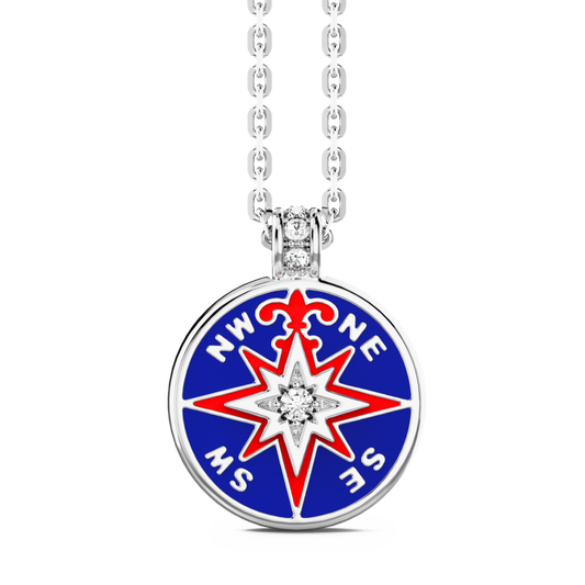 Collana con Rosa dei Venti in Argento e Dettagli Smaltati Zancan