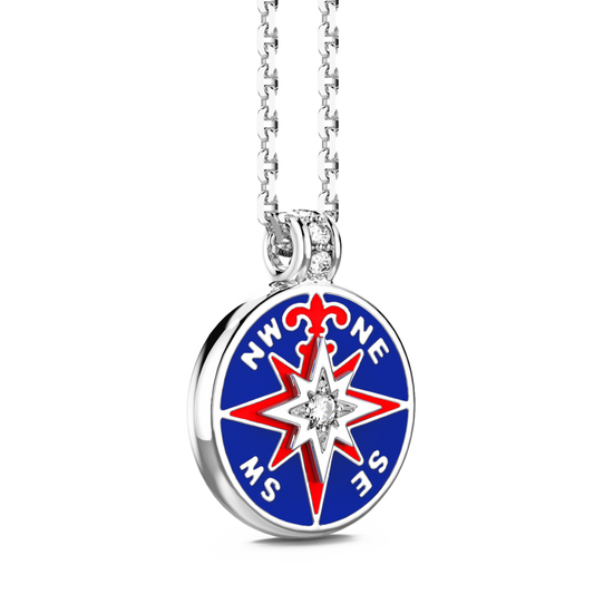 Collana con Rosa dei Venti in Argento e Dettagli Smaltati Zancan