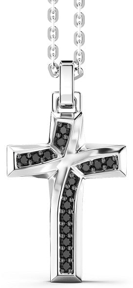 Collana in Argento con Croce e Pietre Nere Zancan