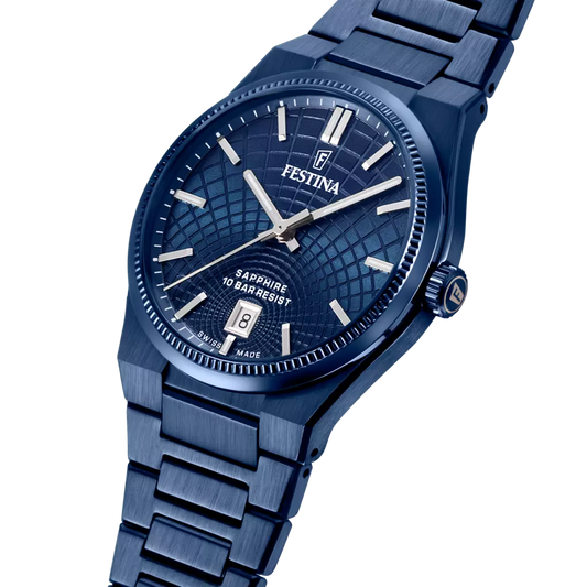 Orologio Swiss Made Azzurro Cinturino in Acciaio Festina