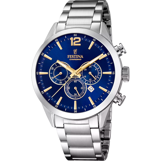 Orologio Timeless Chronograph Blu Cinturino in Acciaio, Uomo Festina