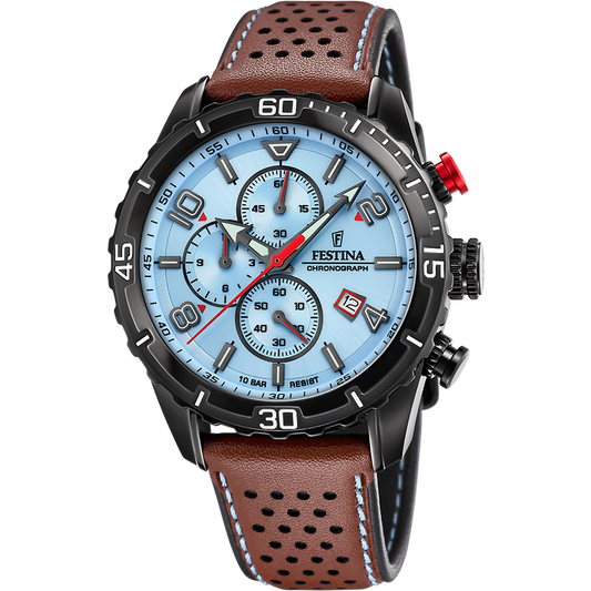 Orologio Timeless Chronograph Blu Cinturino in Pelle Uomo Festina