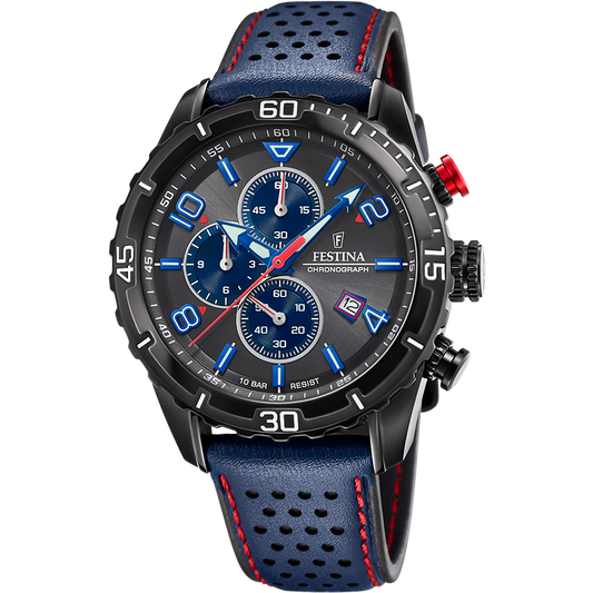 Orologio Timeless Chronograph Grigio Cinturino in Pelle Uomo Festina