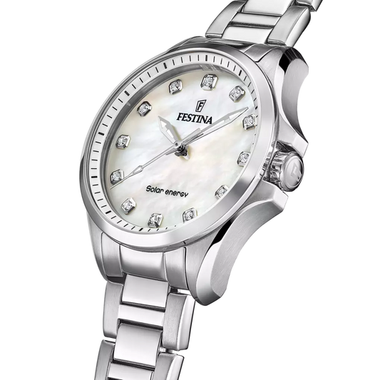 Orologio Solar Energy Crema Acciaio Inossidabile 316l, Donna Festina