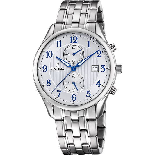 Orologio Timeless Cronograph Blanco Cinturino in Acciaio Inossidabile Uomo Festina