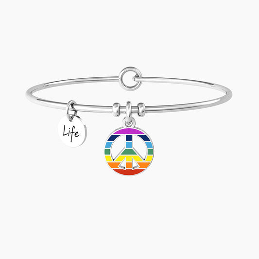 Bracciale Rigido con Ciondolo Multicolor Simbolo della Pace Kidult